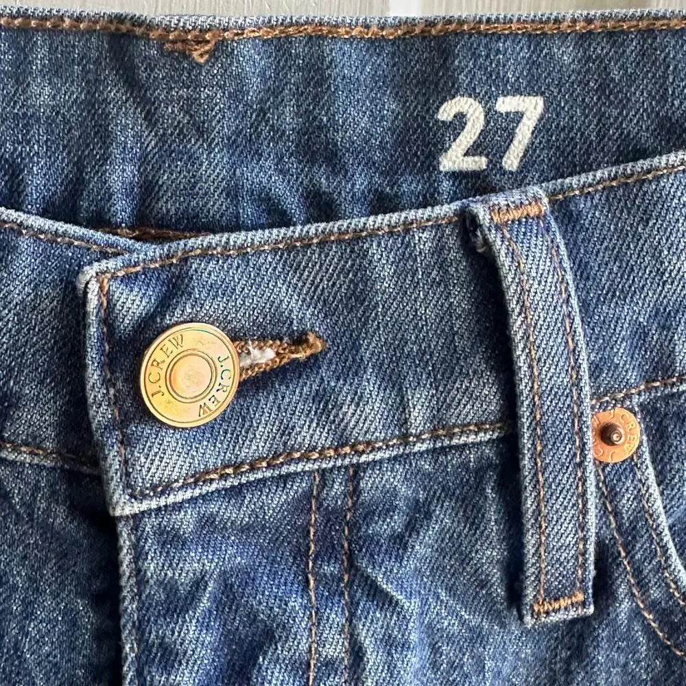 J Crew Peggy Barrel Leg High Rise Tapered Jeans Authentic Blue Wash